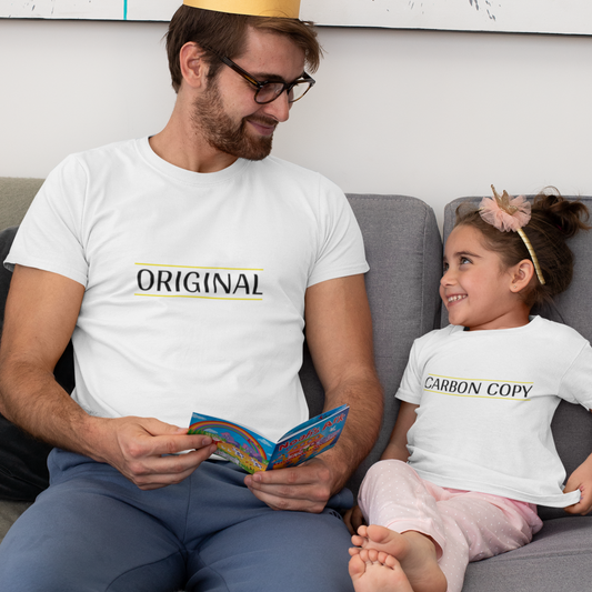 Original and Carbon Copy Dad and Baby Kid Family T-Shirts